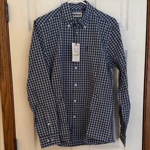 Barbour Men's Blue and White Checkered Shirt
